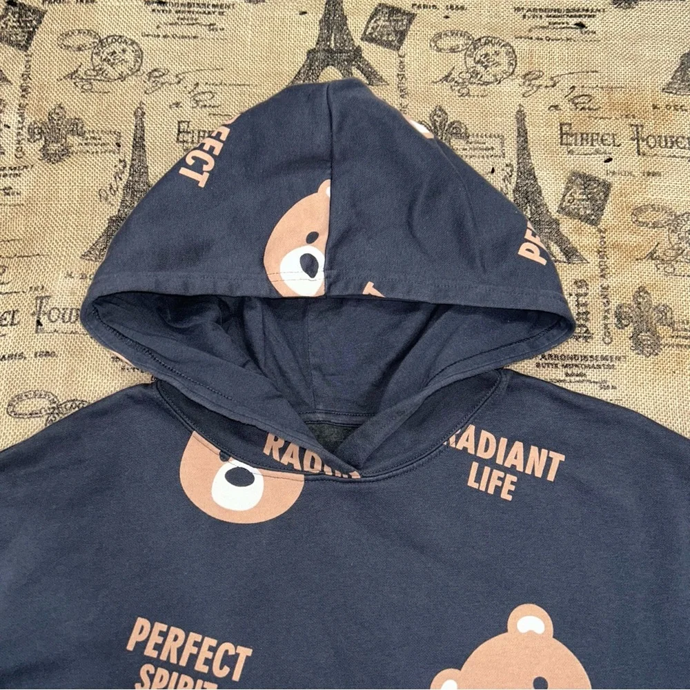 House Brand Bears Faces Perfect Spirit Dark Grey Hoodie Sweater Size M - Picture 6 of 13